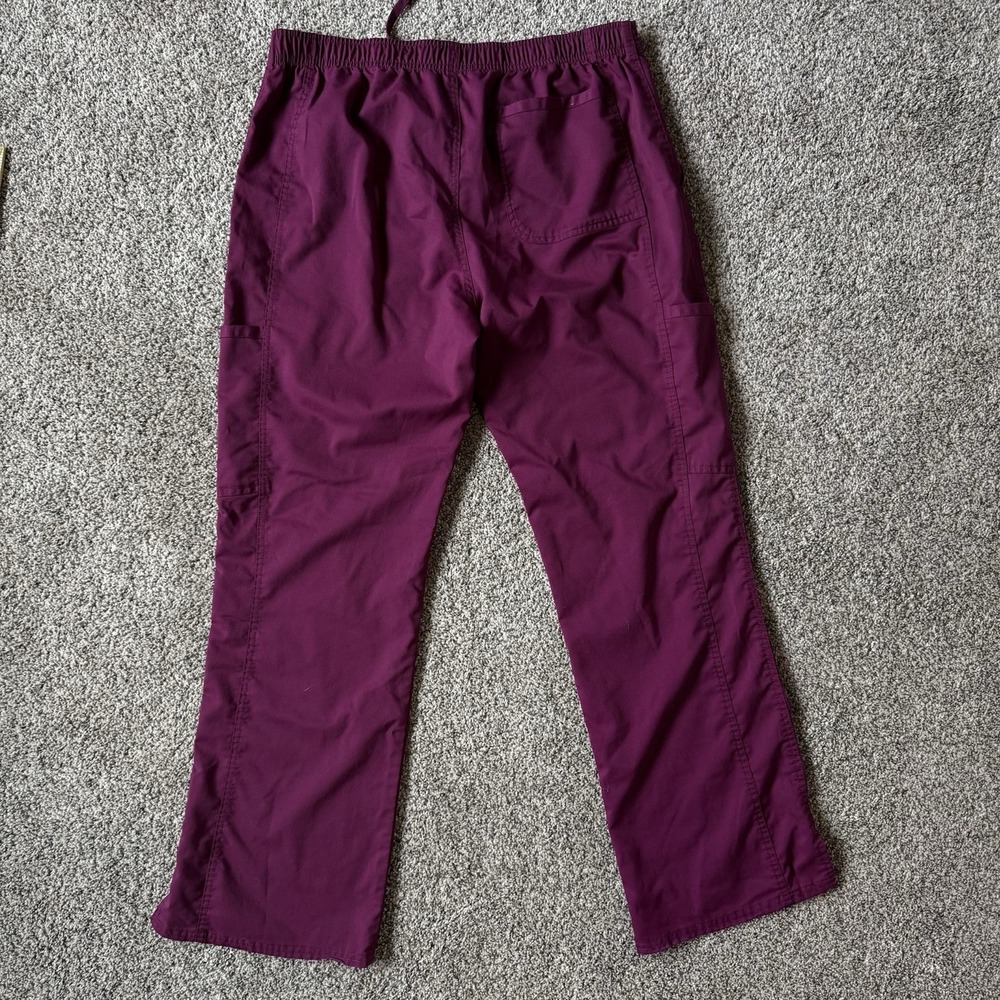Cherokee Workwear Revolution Size M Tall Slight‎ Flare Drawstring Scrubs Maroon - Picture 7 of 9